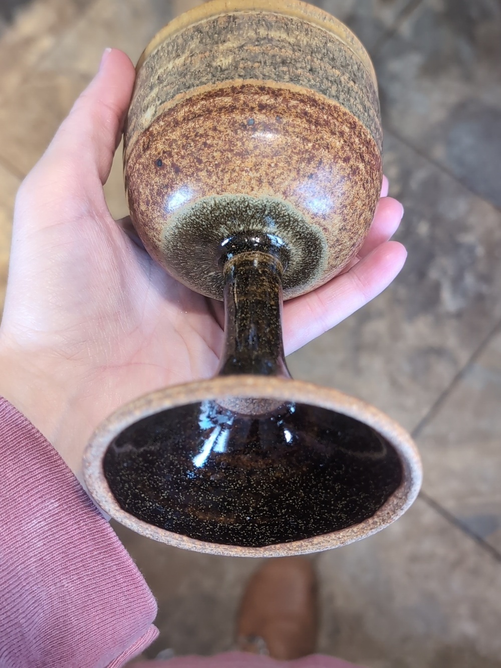 3 Piece Studio Pottery Rustic Glazed Ceramic Goblet/Chalice - Picture 4 of 10